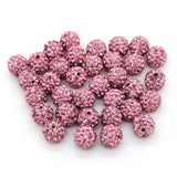 100 Rhinestone Clay Beads - 10mm Pink Polymer Clay Crystal Round Charms for Jewelry Making DIY Necklace & Bracelet