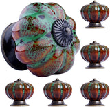 OLAYA Cabinet Knobs and Handles - Ceramic Retro and Elegant Pumpkin Drawer Pulls (32, Pumpkin Green)