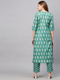 Gosriki Women'S Cotton Blend Printed Straight Kurta With Pant (Jugnu New01 Green_Xxl-Go_Green_Xx-Large),Green,2,B0B42N2NBJ