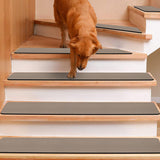 Rubber Backed Stair Carpet Treads Set of 15, Non Slip Stair Tread Covers for Wooden Steps, Machine Washable Basement Step Rugs S