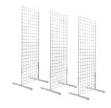 Only Hangers 2' x 6' Gridwall Panel Tower with T-Base Floorstanding Display Kit, 3-Pack White 