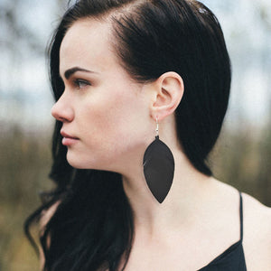 Leather Earrings for Women Dangle Large Soft Leather Handmade Fringe Feather Lightweight Tear Drop Earrings for Women Jewelry Gi