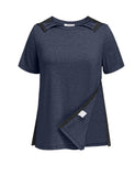 Deyeek Women's Post Shoulder Surgery Shirts Side Snap Tear Away Adaptive Clothing Short Sleeve Dialysis Recovery Shirts Blue Pur