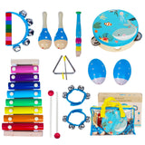 Wooden Musical Instruments Set for Toddlers 1-3, Natural Wood Percussion Instruments Xylophone Gift Set for Girls Boys Kids ,Pre