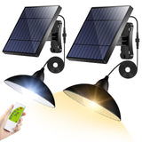 intelamp Solar Pendant Lights Indoor Outdoor, 2 Packs 4000mAh Gazebo Shed Chandeliers with Remote All Day/Night Mode 16.4Ft Hang