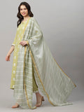 Gosriki Women'S Cotton Blend Embroidered Straight Kurta With Pant & Dupatta (Chakdol-Mahendi-Nw-Gs_Xl_Green_X-Large),Green,,B0CQH8WBPB