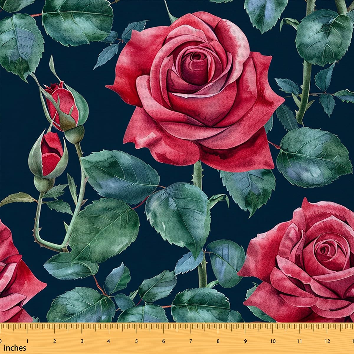Rose Print Waterproof Fabric by The Yard 3D Romantic Valentines Day Gifts Flower Plant Home DIY Fabric by The Yard Leaves Natur
