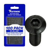 Fastenere Button Head Socket Cap Screws 1032 x 3/8 (100Pcs) Alloy Steel, Fully Threaded, Fine Black Oxide Finish, Corrosion