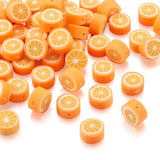 Elecrelive 50Pcs Orange Slice Loose Beads Fruit Theme Polymer Clay Beads Food Spacer Charms 10x4.5mm for Necklace Bracelets Earr