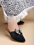 Shoetopia Embellished Black Flat Mules For Women & Girls-Eu37,Black,4,B0D8QFB84D