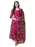 Wedani Women Floral Printed Kurta And Pant Set With Dupatta Pink,Pink,XL