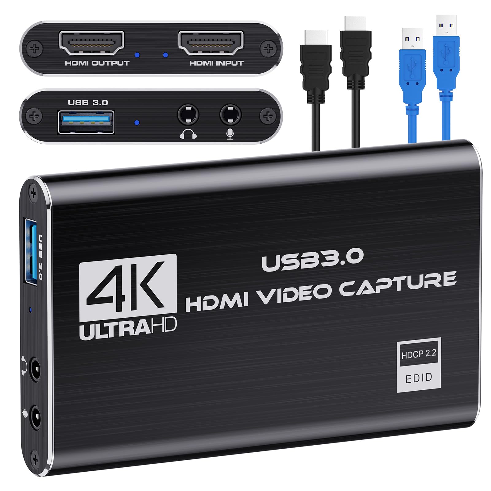 DIGITNOW Audio Video Capture Card,4K HDMI USB 3.0 Capture Adapter Video Converter 1080P 60fps Portable Capture Device for Video 