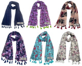 Fusfus WomenS Printed Chiffon Scarves And Stoles, Free Size(Multicolour, Fs1001) Pack Of 6 (Multicolor1)