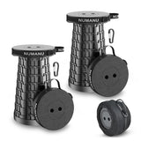 NUMANU 2-Pack 2025 Upgraded Collapsible Stool & Dual Carry Bag + Clips, Max 620lb Portable Folding Stool, Height Adjustable Retr