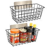 Ptinyiv 2 Pack Hanging Wall Basket Wire Storage Baskets, Adhesive Basket for Cabinet Door Organizer No Drilling, Hanging Fruit B