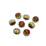 Jaipri Meenakari Pearl Jadau Beads, Connectors, Components For Jewellery Making Embroidery And Craft Work 2 Pcs (14X17Mm)