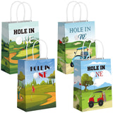 Kolldenn 12 Pcs Hole in One Golf Party Gift Bags with Handles Golf Theme Party Favor Bags First Birthday Treat Candy Goodie Pouc