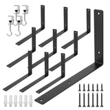 Redunest L Floating Shelf Brackets,10 Pack Heavy Duty L Brackets for Shelves, L 12 X H 8 Black Metal Countertop Support Brackets