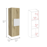 Tuhome Vanguard Medicine Cabinet, Three Shelves, Single Door Cabinet -White/Light Oak