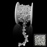 Yhsheen 3 Yards Rhinestone Trim Chain with 100pcs Sew on Rhinestones, Crystal Rhinestone Trim Ribbon Applique by The Yard for DI