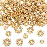 Beebeecraft 80Pcs 3/4/5/6mm Flower Spacer Beads 18K Gold Plated 304 Stainless Steel Flat Round Small Loose Spacer Beads for Jewe