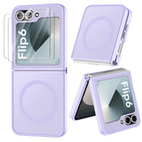 ORETECH Magnetic for Samsung Galaxy Z Flip 7 FE Case Galaxy Z Flip 6, with [2 x Screen Protector] Translucent Back Non-Slip Shoc