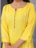 Rangita Yellow Cotton Printed Straight Kurta With Pant | Kurta Set For Women_Xl