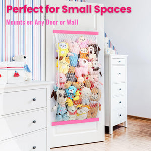 VOMELON Stuffed Animal Storage Net, Elastic Stuffed Toy Holder,Door/ Wall Mount Length Adjustable Hanging Stuffy Animal Organize