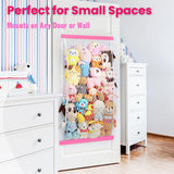 VOMELON Stuffed Animal Storage Net, Elastic Stuffed Toy Holder,Door/ Wall Mount Length Adjustable Hanging Stuffy Animal Organize