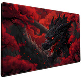 Huge Dragon Large Mouse Pad - Red and Black Mousepad, Big Full Keyboard and Mouse Pad with Stitched Edges, Anti-Slip, Funny Desk