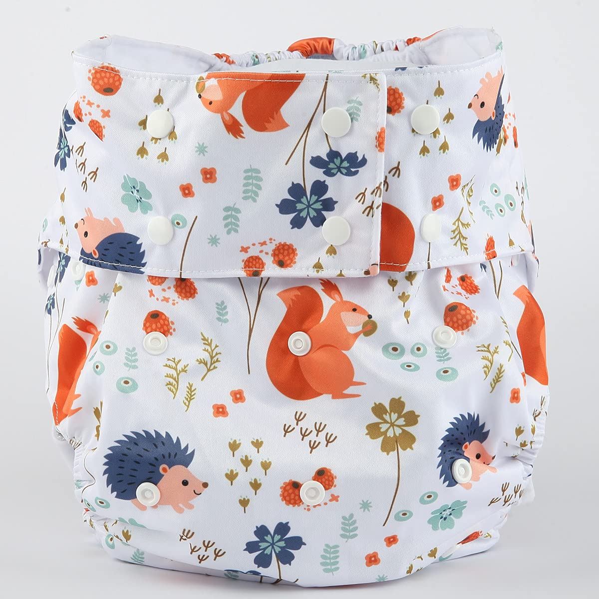 Sigzagor Teen Adult Cloth Diaper Nappy Reusable Washable for Disability (Squirrel Flowers)