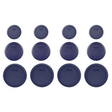 Pyrex (4) 7200-PC 2-Cup & (4) 7201-PC 4-Cup & (4) 7202-PC 1-Cup Blue Food Storage Lids - Made in the USA