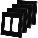 Bates- Screwless Decorator Wall Plates, Black, 4 Pack, Screwless Wall Plates 2 Gang, Switch Cover Plate, Electrical Outlet Cover