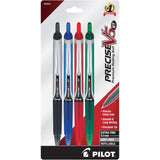 Pilot, Precise V5 RT Refillable & Retractable Liquid Ink Rolling Ball Pens, Extra Fine Point (0.5mm), Black/Blue/Green/Red, Pack