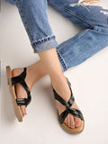 Shoetopia Cross Strap Black Flat Sandals For Women & Girls /Uk8,Black,8,B0C6TY6N9C