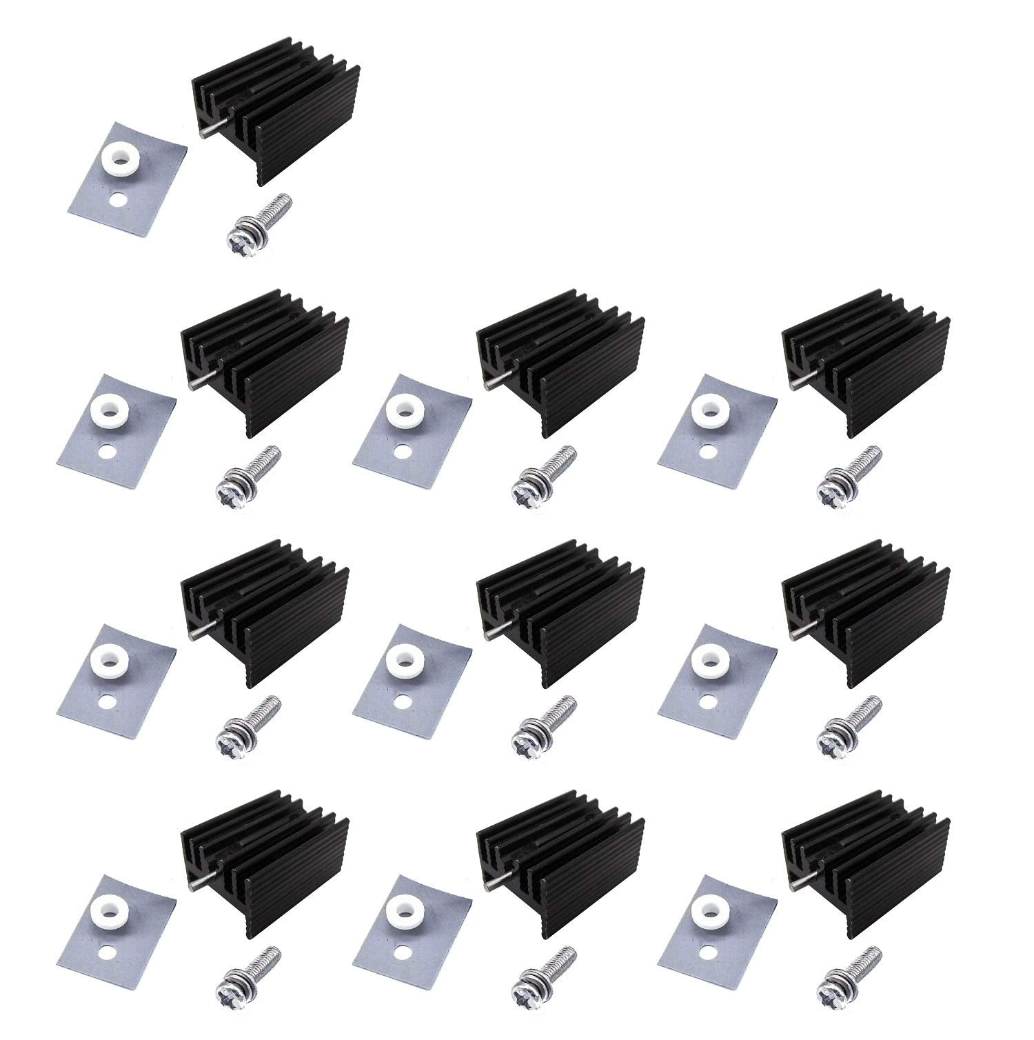 Easycargo 10 Packs To-220 Heatsink + Insulator Mounting Screws Kits For Lm317 Lm317T L7805 L7812 L78Xx Voltage Regulator, Irfz44
