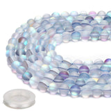 70PCS Natural 8MM Healing Gemstone, Synthetic Frosted Mermaid Energy Stone Round Loose Beads, Semi-Precious Crystal Beads with F