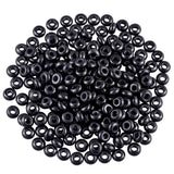 SUNYIK Black Agate Large Hole (5mm) Rondelle Loose Charms European Bead fits Bracelet,Jewelry Makings Pack of 20