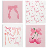 LARTSFRO Pink Bow Swedish Dishcloths for Kitchen, 4 Pack Coquette Bow Gifts Swedish Dish Cloths Towels for Kitchen Dorm Bathroom