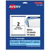Avery Durable Waterproof Rectangle Labels, Sure Feed Technology, 5 x 7, 50 Total, Oil and Tear-Resistant Waterproof Labels, Lase