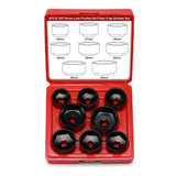 Mayouko 8 Pieces 3/8 Drive Low Profile Oil Filter Cap Wrench Socket Set, 24mm, 27mm,28mm,29mm,30mm,32mm,36mm,38mm,CR-V, Oil Filt