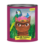 Mudpuppy Frida Catlo Artsy Cat Puzzle Tin, 100 Pieces, 12  x12- Perfect Family Puzzle for Ages 6+ - Colorful Feline Portrai