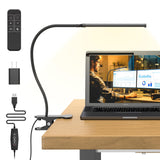 Mojimdo Desk Lamp with Remote, 3 Color & 5 Brightness & 77LED Dimmable Reading Lamp, 15.7'' Flexible Gooseneck Clamp Lamp, Eye-C