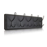 HBCY Creations Black Rustic Coat Rack Wall Mount with 5 Hooks, Solid Pine Wood 24 inch Wall Hooks for Entryway, Mudroom, Hallway