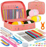 Gdnk 59 Pcs Crochet Kit For Beginners With Yarn, Crochet Hooks, Stitch Markers & Organizer Bag, AllInOne Crochet Starter Set F