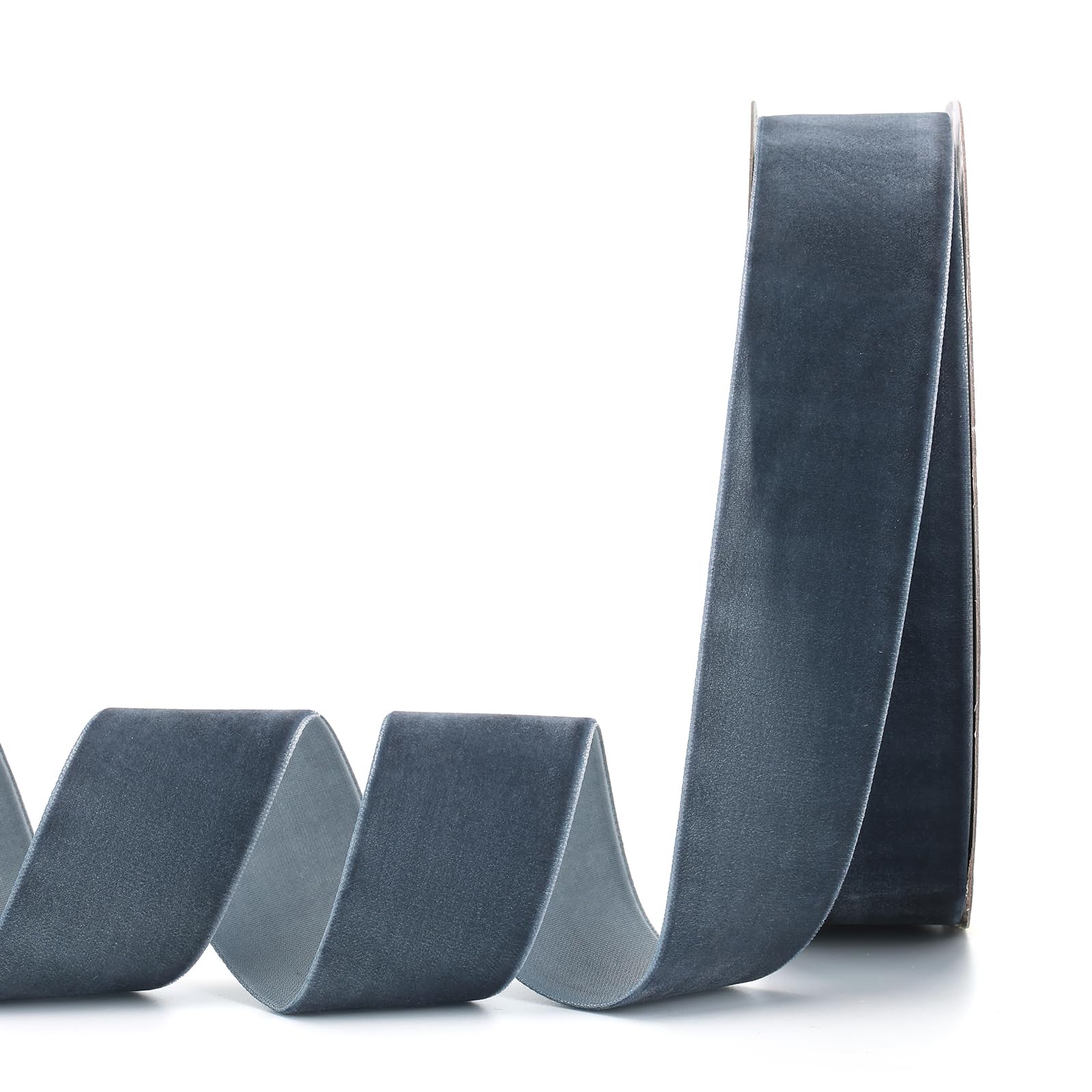 Lemon Park Dark Dusty Blue Velvet Ribbon,2 W x 20Yd Single Face,Great for Gift Wrapping,Hair Bows,Handmade Craft and Christmas,W