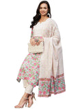 Gosriki Women'S Cotton Blend Straight Printed Kurta With Pant & Dupatta (Spring Green-Gs_M_Green_Medium),Green,,B0C2PKQ8LR