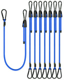 8 Pcs 60 Inch Adjustable Carabiner Bungee Cords with Hooks, Easy to Adjust from 7 to 60, Blue Bungee Straps with UV-Resistance &