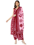 Gosriki Women'S Rayon Blend Straight Printed Kurta With Pant & Dupatta (Ball-Pink-Gs_L_Pink_Large),Pink,,B0CJY47K48