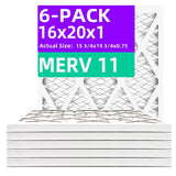 Qingzhug 16x20x1 MERV 11 (6-Pack) Pleated Air Filter (Actual Size: 15.75x19.75x0.75) MPR 1200 & FPR 7, Furnace Air Filters